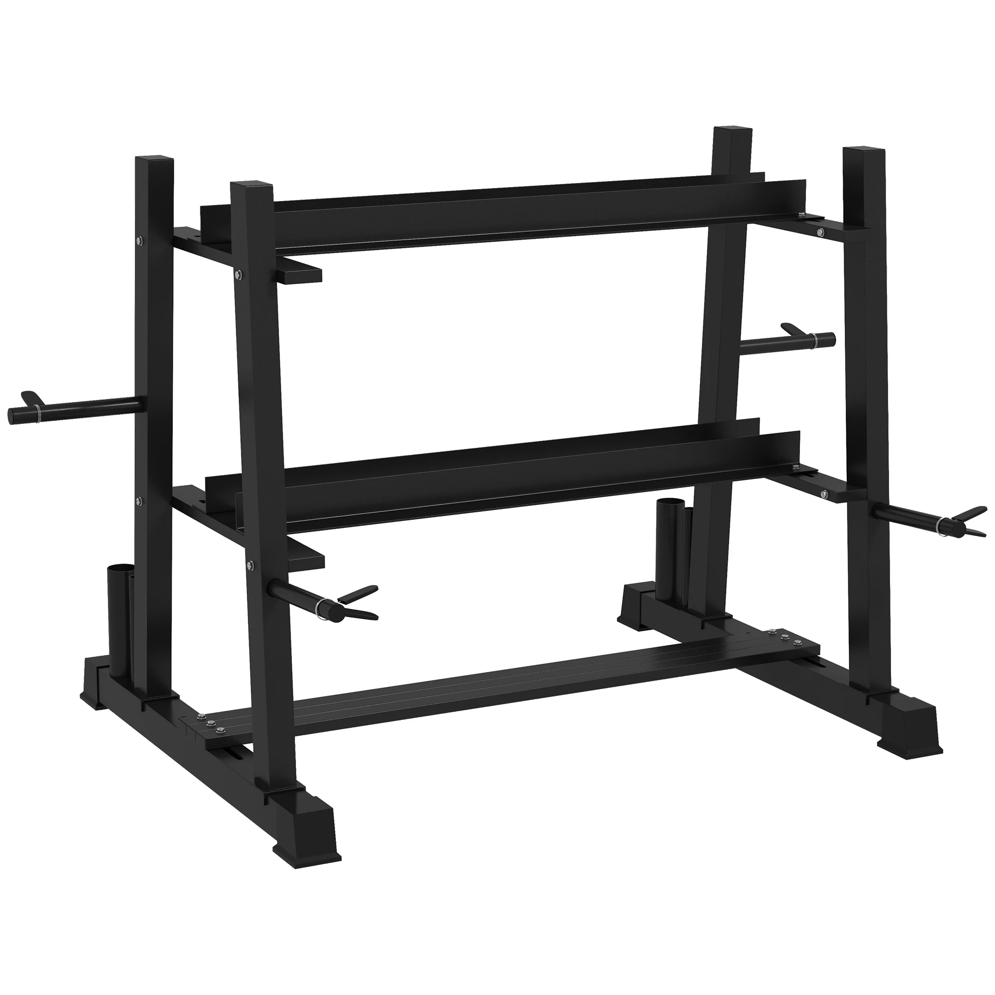 Support de rangement pour haltères à 3 niveaux, capacité 200 kg, en acier robuste, 131x75x80 cm, pour salle de sport à domicile et studio de fitness, étagères réglables pour haltères, kettlebells, plaques de poids et barres d'haltères