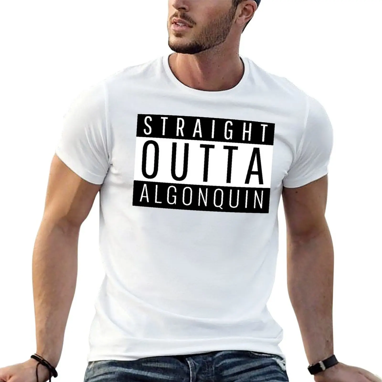 Straight Outta Algonquin Illinois T-Shirt Stylish Graphic Short Sleeve Top