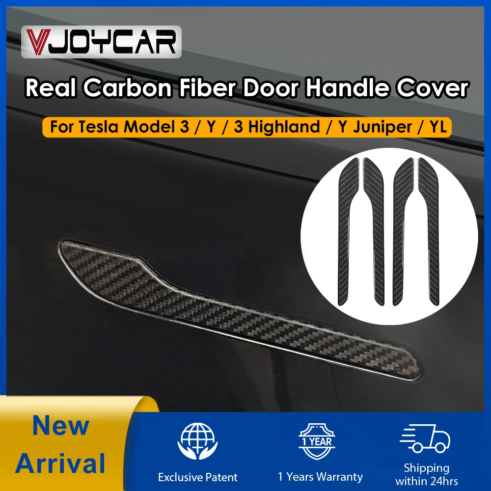 New Real Carbon Friber Door Handle Decoration Patch for Tesla All Model 3 Y New Y Juniper Model YL 4 Door Handel Carbon Stickers