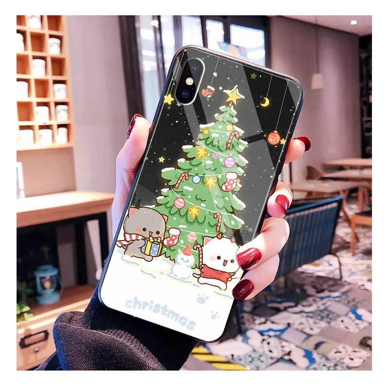 

Cartoon Cute Christmas Glass phone case For iPhone 17 Pro Max Air 17 16 15 14 13 Pro Max 15 16 Pro 15Plus Case