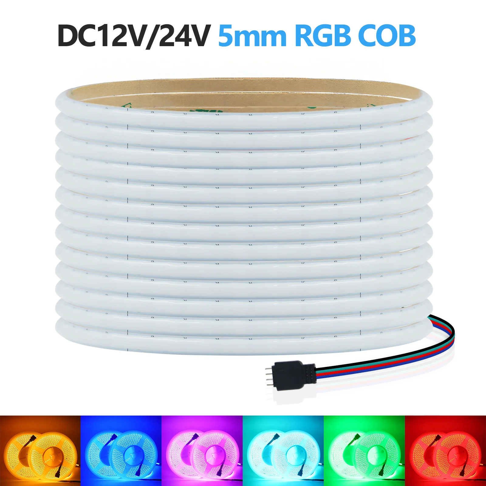 RGB 5MM COB LED Strip 12V 24V 576LEDs/m High Density Flexible LED Light For Home Decor IP20 FOB LED Strip Lights