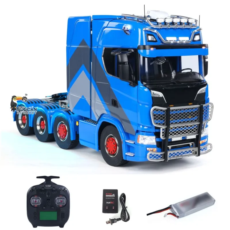 Nuovo 770S 1/14 8x8 RC Trattore Camion Telaio In Metallo FAI DA TE Camion di Controllo Remoto ST8 Batteria Luce Suono Fumo Finito Auto Veicolo