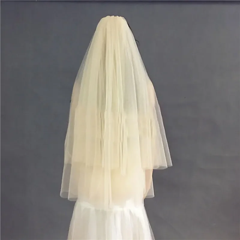 Eleganti veli da sposa 2 strati con pettine bordo tagliato grezzo morbido Tulle velo da sposa accessori da sposa Veu De Noiva