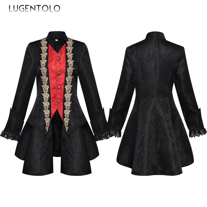 

Women Gothic Tuxedo Coat Embroidery Lace Steampunk Medieval Costume Party Retro Victorian Tailcoat Stage Renaissance Jackets