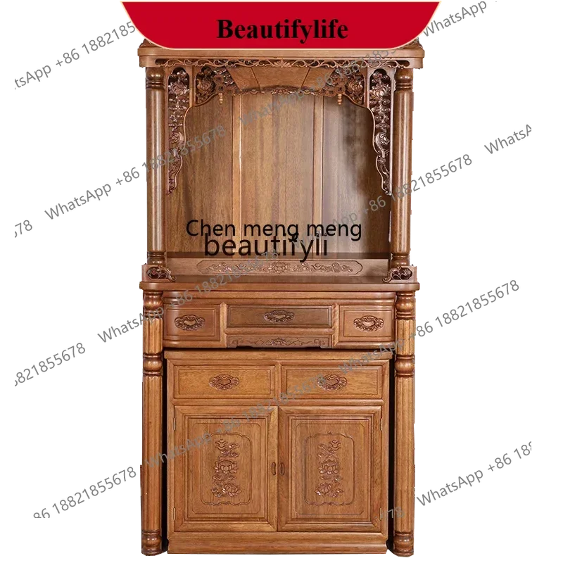

z183 Solid Wood Altar Buddha Shrine Household Clothes Closet Chinese Buddha Cabinet Altar Bodhisattva Altar