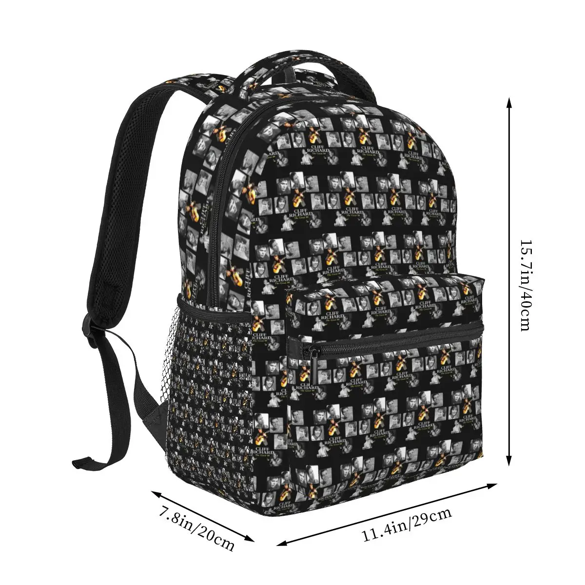American Legend Singer Songwriter Actor Cliff Richard Student Backpack School Bag Hiking Travel Daypack Bookbag Shoulder Bags