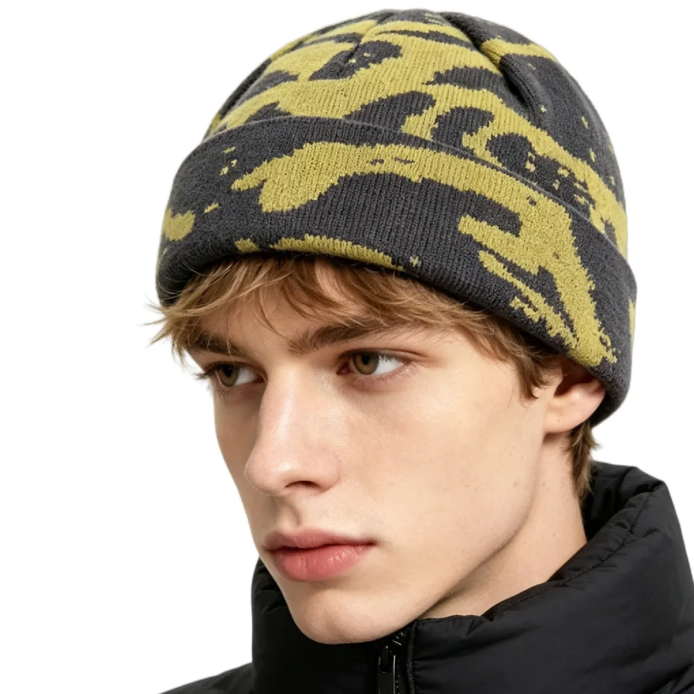 Neue Unisex Outdoor Skull Cap, modische geometrische Druckmuster, schicke Wintermützen im Seemannsstil für Herren und Damen, Herbst-Ski-Beanie-Mütze – Detail 5