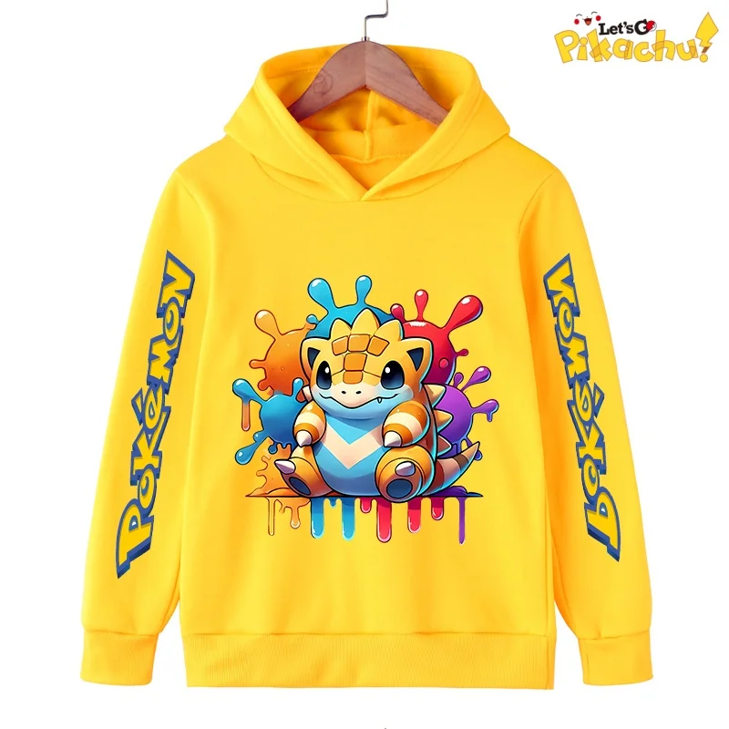 

2026 Pikachu Harajuku Printed Children's Hoodie for 3-14 Years Old Autumn Street Fashion Boys Sweatshirt Outdoor Sports Pullove