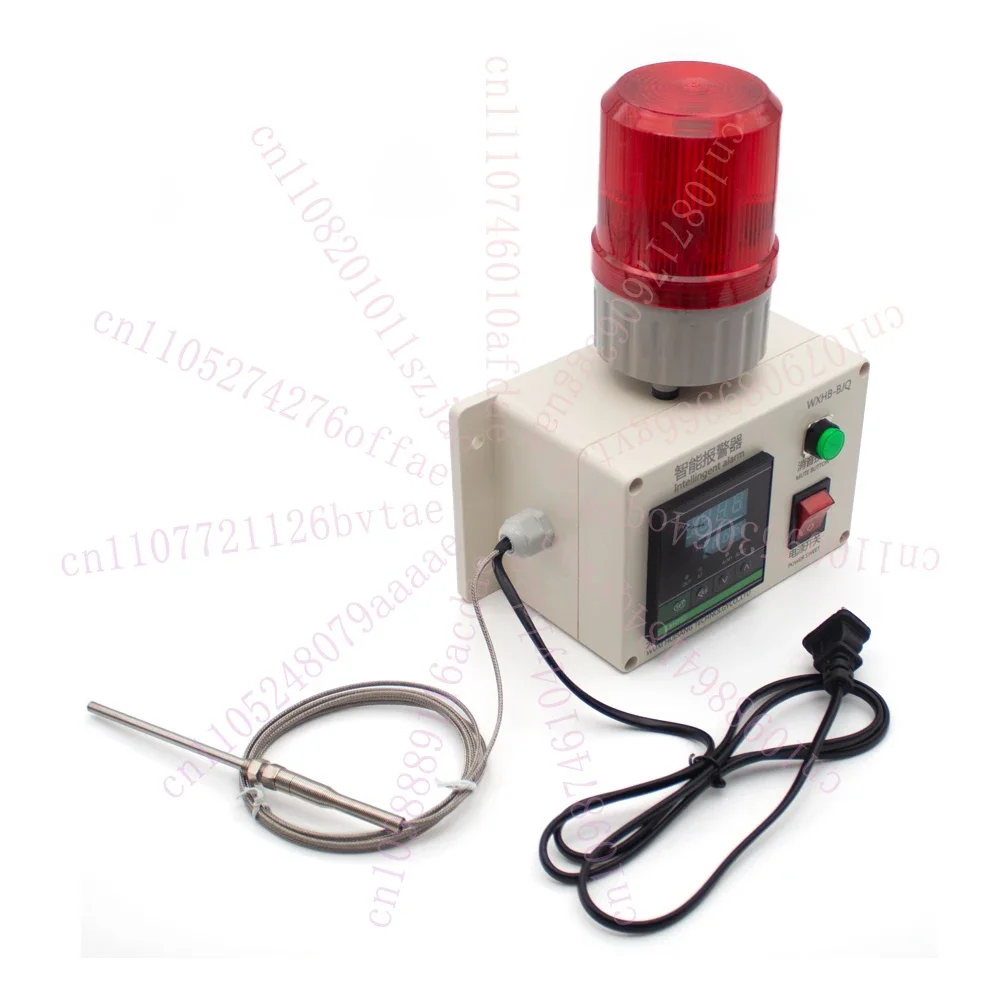 AC 220V Temperature Alarm High Low Alert 110dB 0.1℃ Accuracy for Kitchen Cold Storage Farm Greenhouse 0-400℃