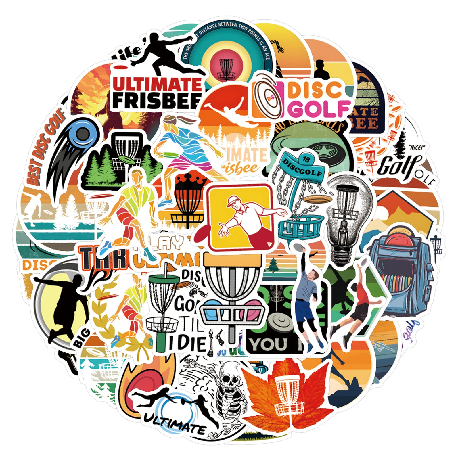 60PCS Disc Golf Funny Sports Waterproof Creative Cartoon Stickers DIY Notebook Guitar Suitcase Mobile Water Cup Toys Graffiti