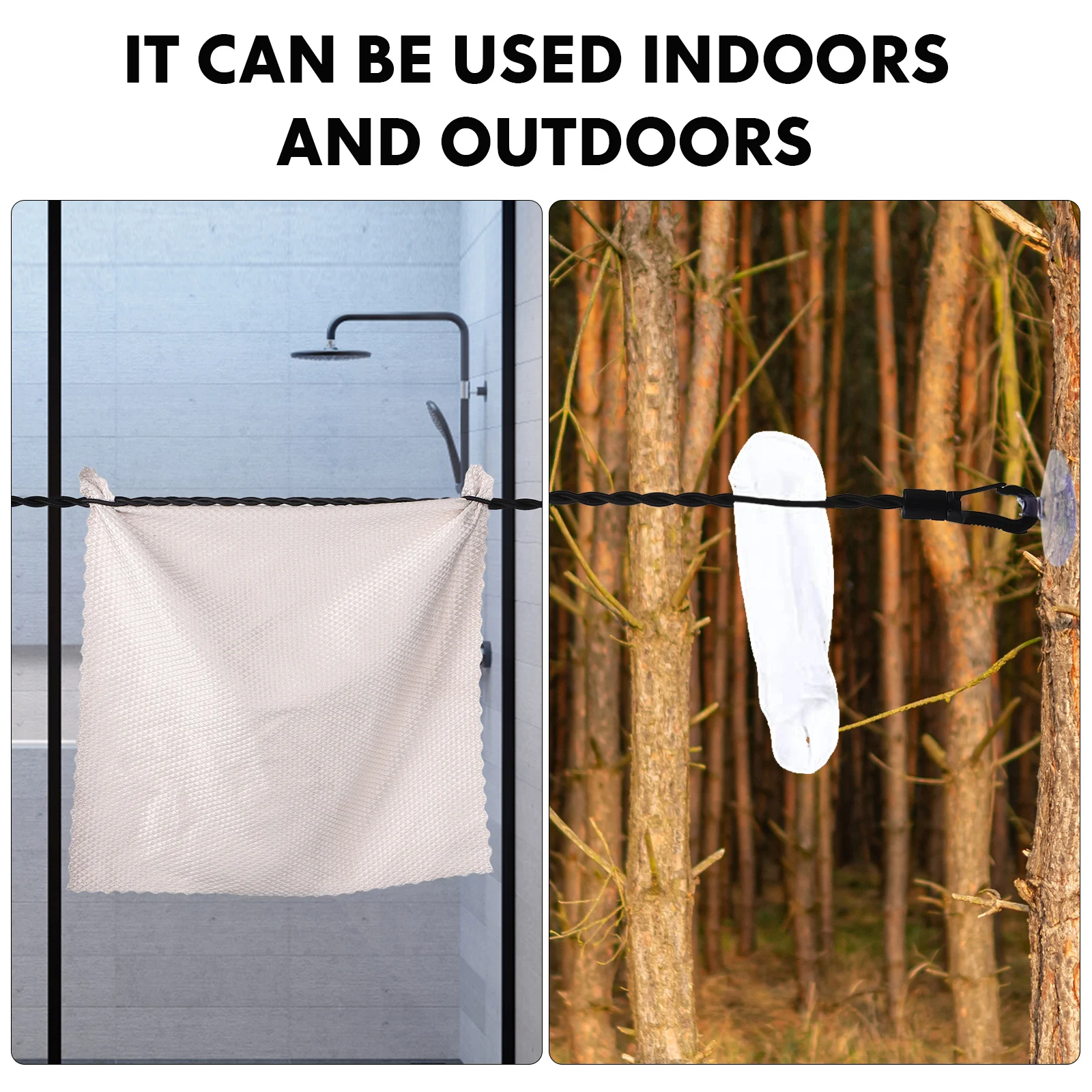 

2Pcs Travel Clothesline Retractable Hooks Suction Cups 8 Clips Portable for Camping Hotel Rv Use Travel Clothesline