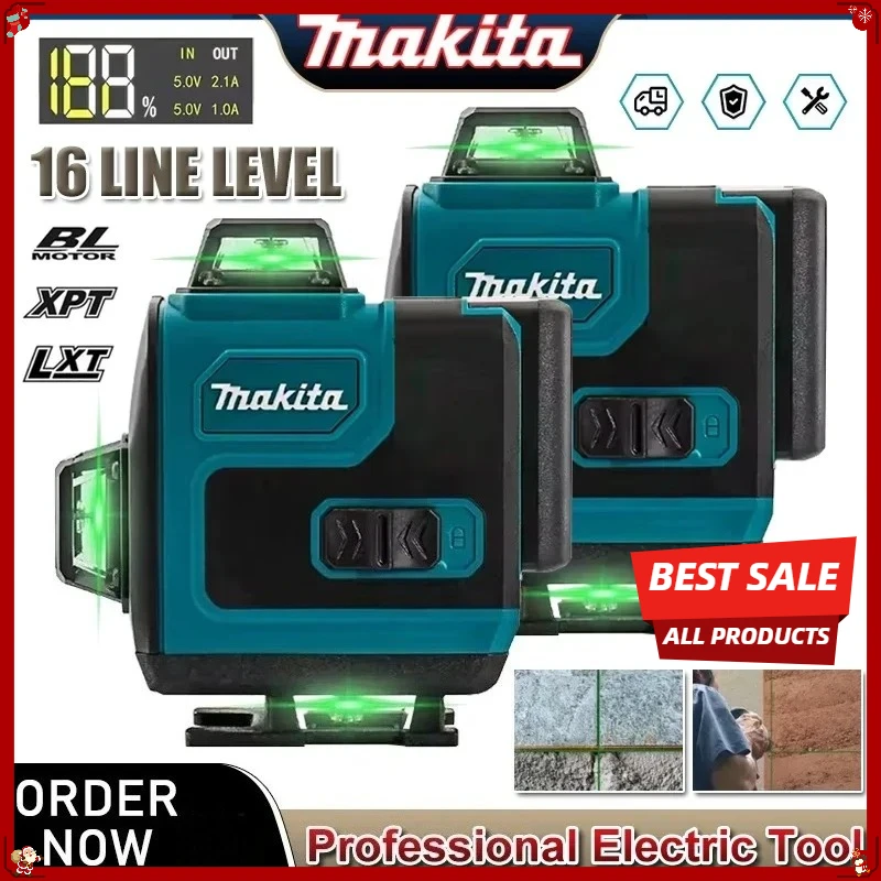 

Лазерный нивелир Makita 16 линий, 360°, горизонтальный и вертикальный, высокоточный, с зеленым лучом, настенный, портативный инструмент