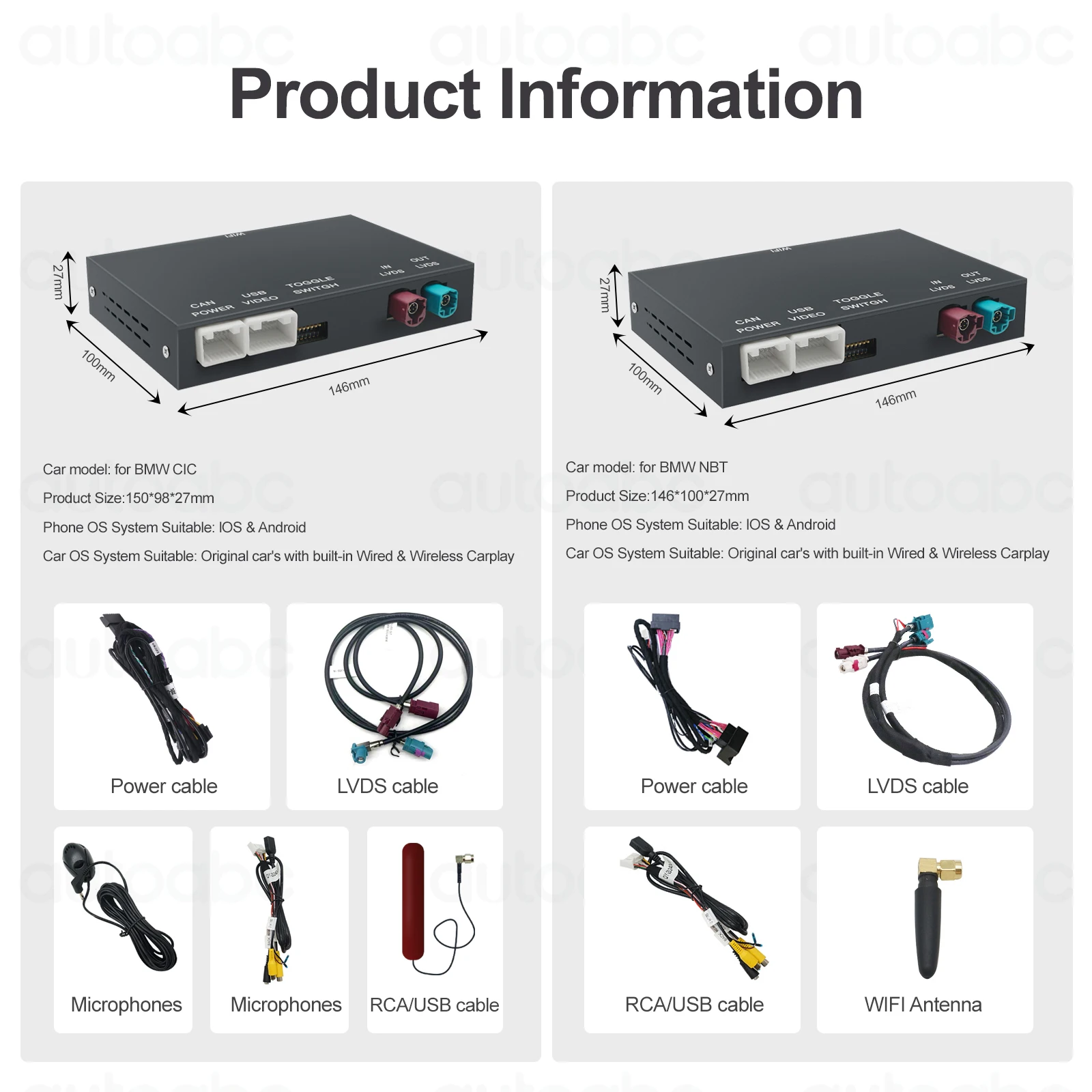 Auto Draadloze CarPlay Android voor Mini R55 R56 R57 R58 R60 R61 F54 F55 F56 Clubman Countryman Hardtop Cooper John Cooper werkt