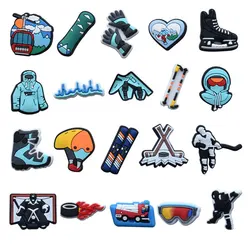 PVC skiing ice hockey series Shoe Charms Pin for sneakers Accessories Sandals Decorations Kids Adults unisex Favor Gifts