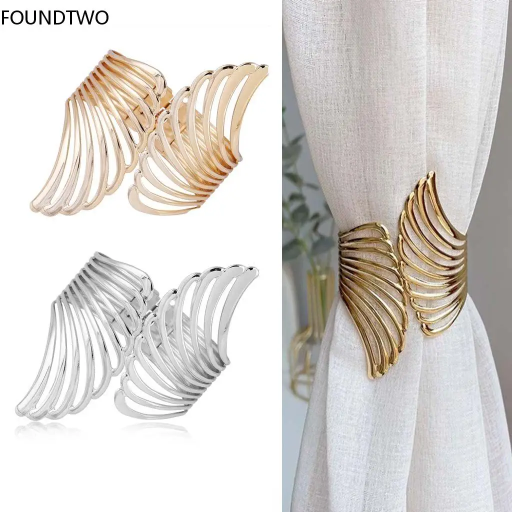 

Angel's Wing Curtain Strap Modern Simple Curtain Clip Free Punching Metal Light Surface Decorative Curtain Buckle Home Decor