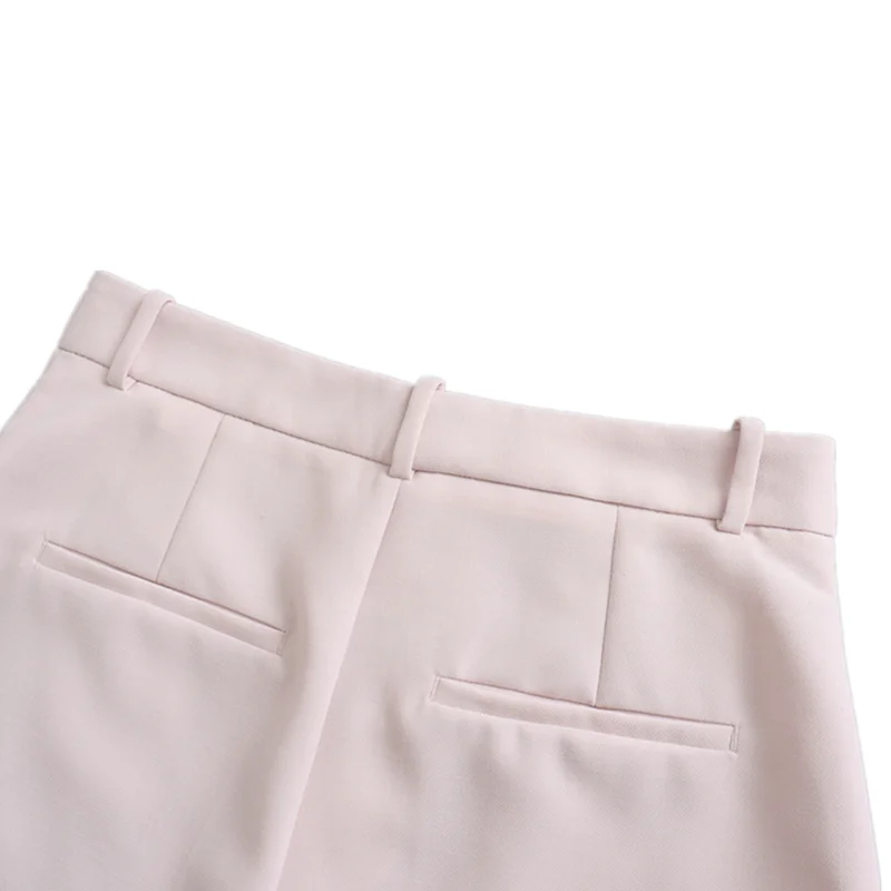 2022 Women's Fashion Solid Color Office Straight Pants Retro High Waist Zipper Ladies Trousers