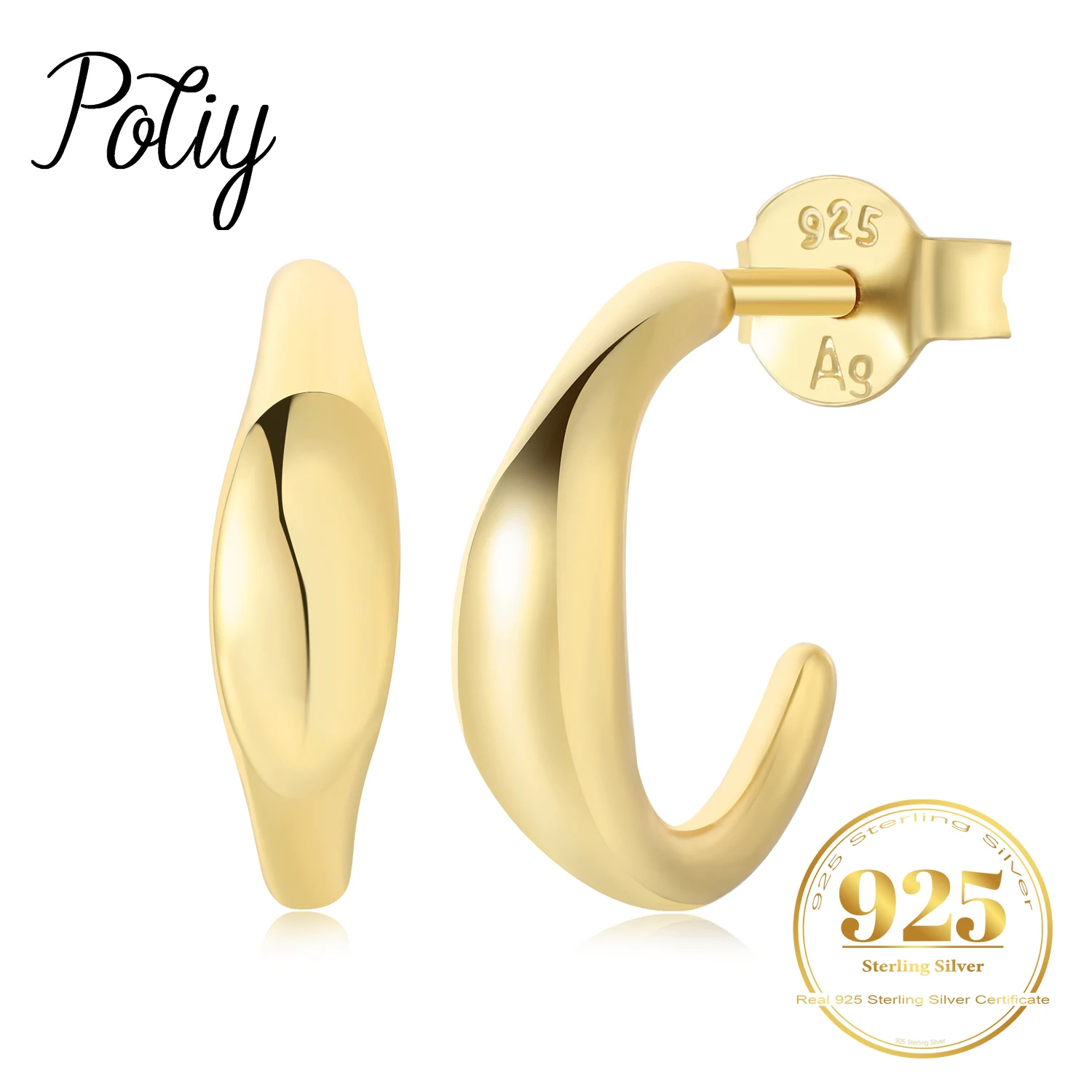 

Potiy Cute 14k Yellow Gold 925 Sterling Silver Hoop Earrings For Girls Fashion Party Gift For Her 925 Sterling Silver Stud Earri