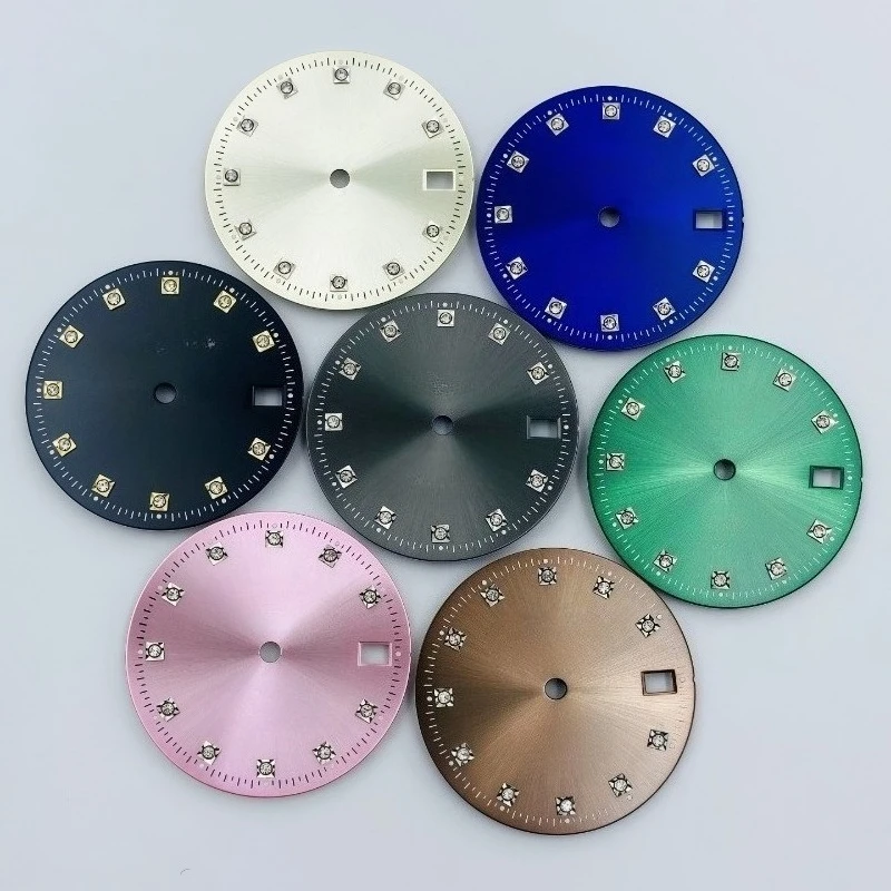 

New log dial for watch accessories 28.5MM sun pattern literal, diamond dial for NH35/36 movement