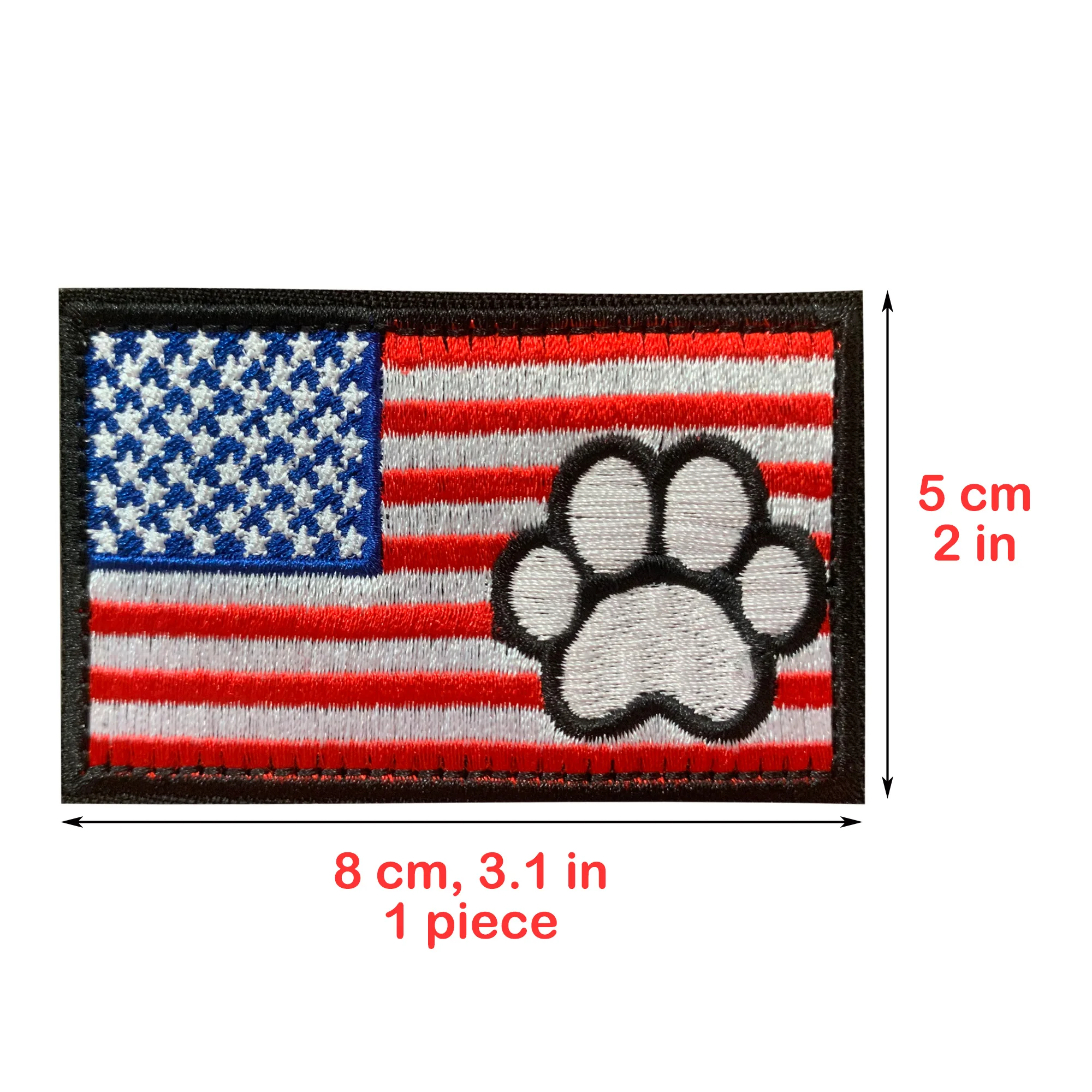 Hook and Loop Patch for Pet, US Flag with Claw, Embroidered Patch for Training Dog Service, Dog Therapy, Cool, 1Pc