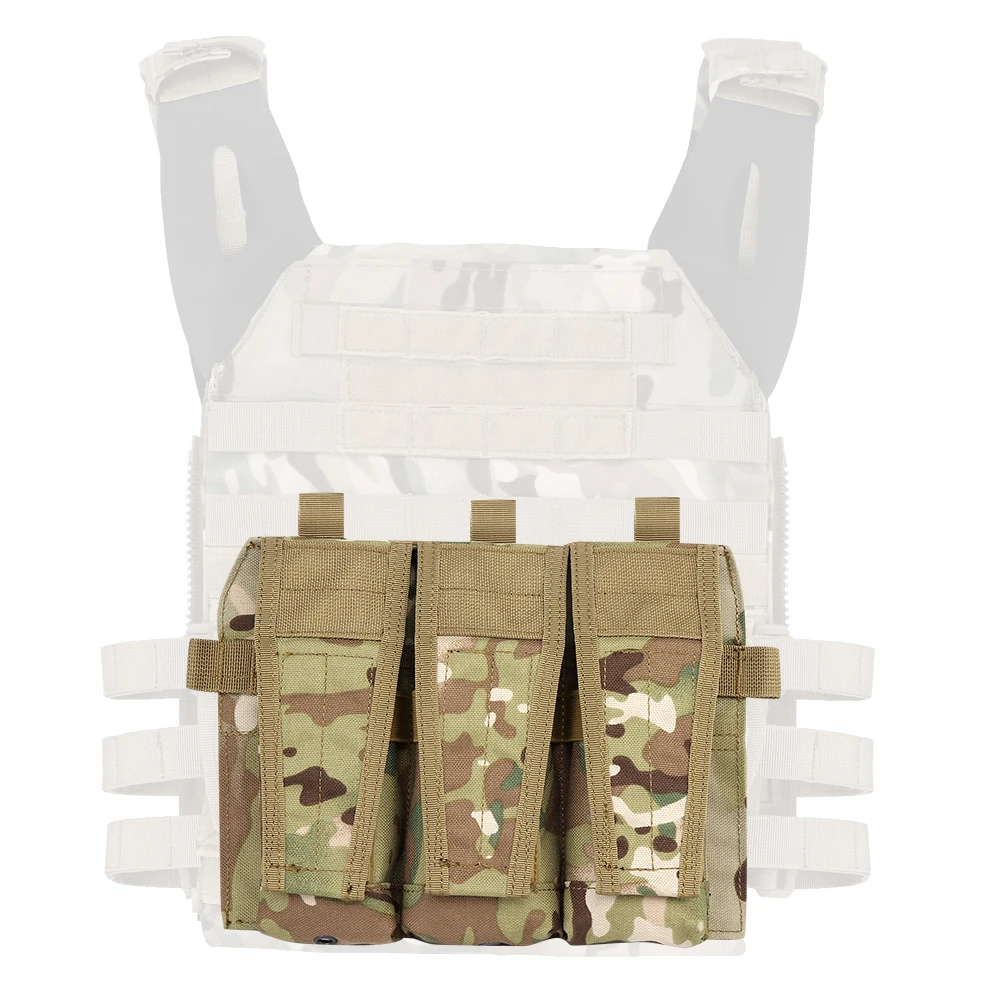 Wosport JPC 2.0 5.56 Triple Mag Pouch 1000D Nylon Hook Loop Front Panel Modular Triple Storage for Airsoft Outdoor Training Gear