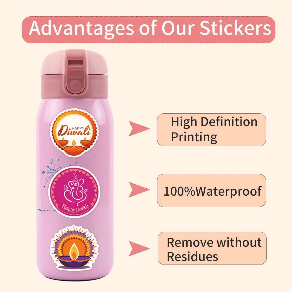 10/30/50/110PCS Happy Diwali Festive Atmosphere Cartoon Sticker frigorifero fai da te Laptop bagagli Skateboard Graffiti Joke Sticker