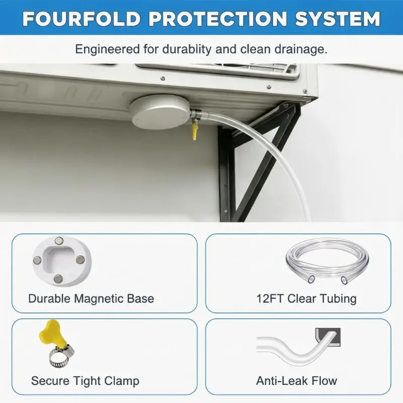 Magnetic Air Conditioning Drain Kit Transparent Bendable Condensate Hose for Office Window AC Systems