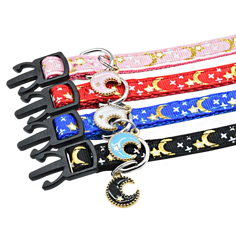 Star Moon Bowknot collare per gatto campana Breakaway sicurezza morbido collare per gatto collana regolabile carino grazioso papillon collare per gatto per gattino