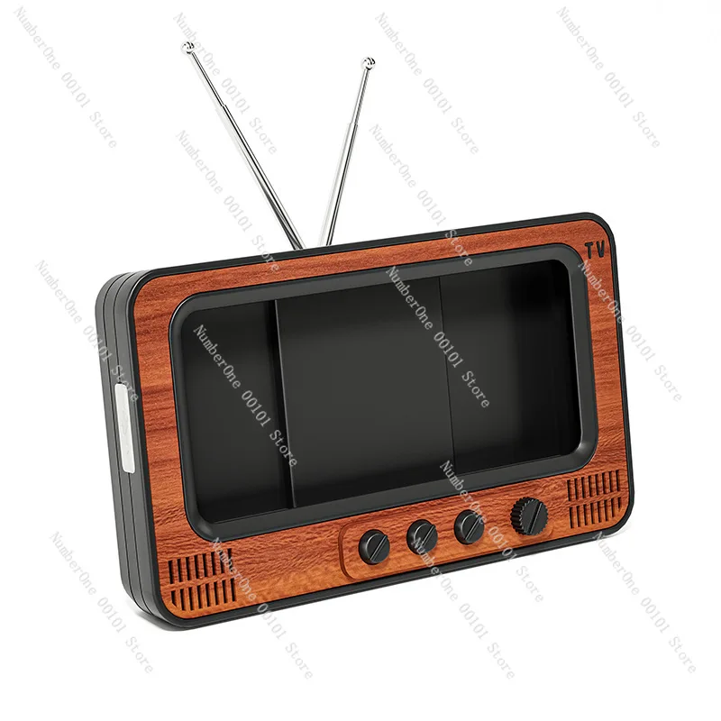 Creative Retro Desktop Phone Screen Amplifier with Bluetooth Speaker TV Shape Drama Chasing Mobile Holder