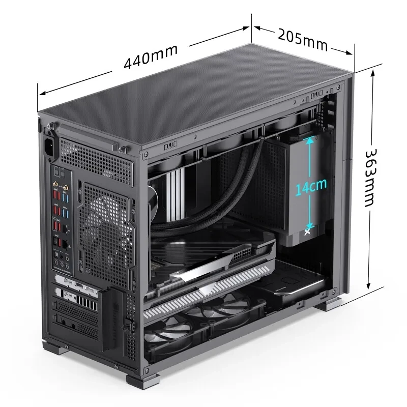 JONSBO Pinecone D31 MESH MATX Chassis Dual 360 Cooling Row ATX Power Supply Type-c Gen2 10Gbps+ Long Video Card