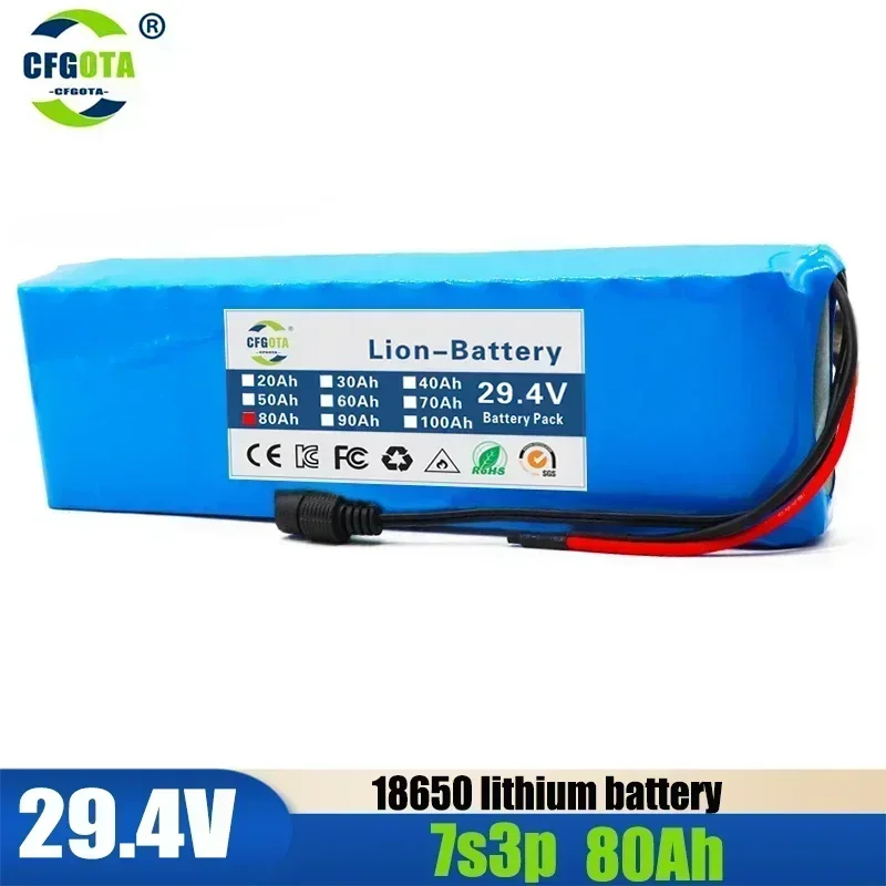 

24V 80Ah 7S3P 18650 Li-ion Rechargeable Battery Pack 29.4v 80000mAh Electric Bike Moped Balance Scooter Rechargeable Battery