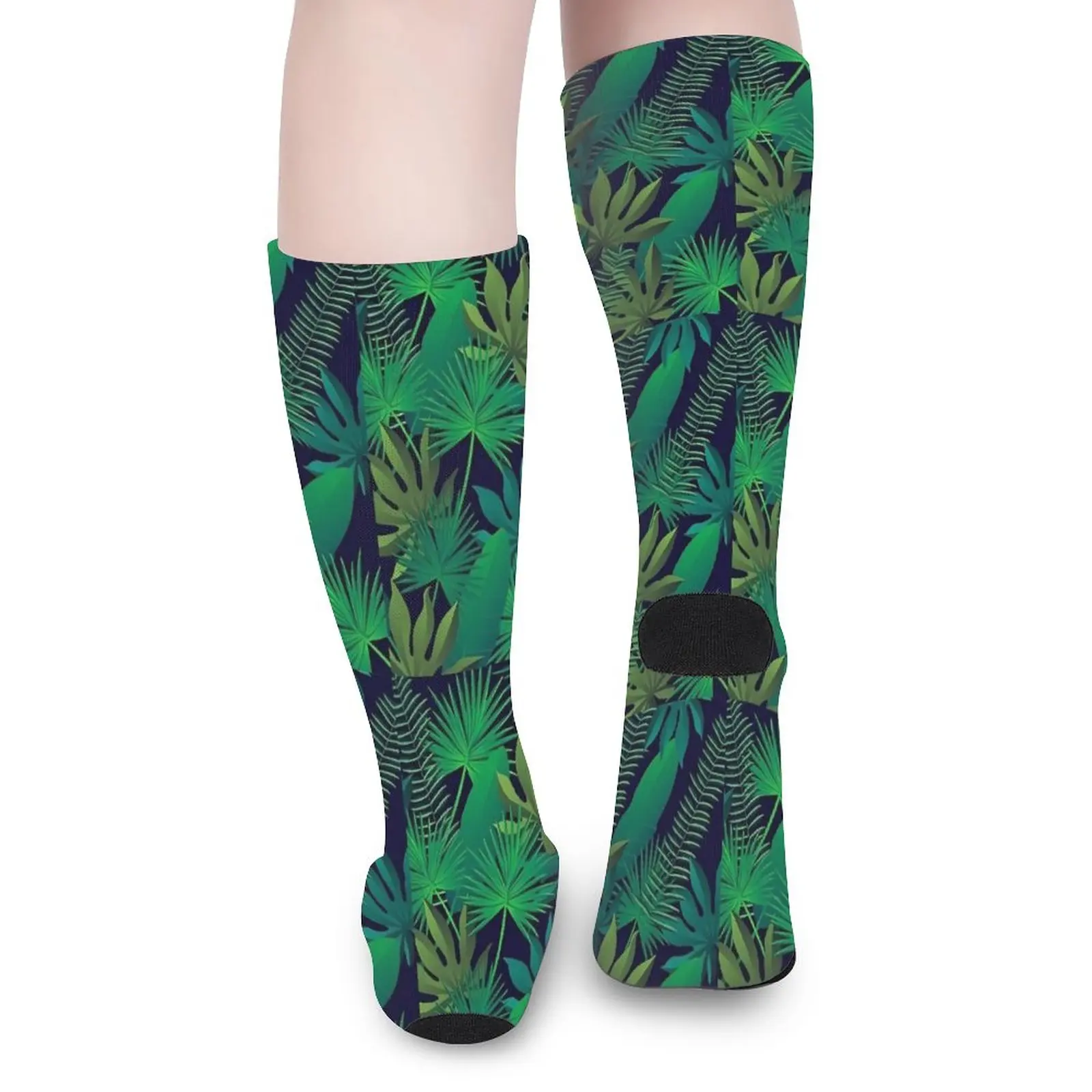 Tropical Print Stockings Female Green Leaves Socks Comfortable Korean Socks Cycling Anti-Slip Design Socks Gift