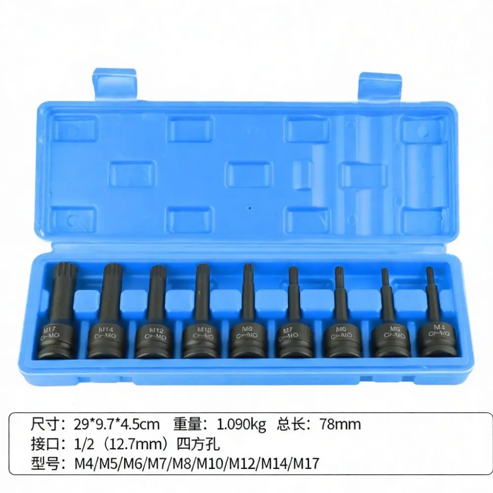 Impact Hex Bit Socket 12 5mm Drive Metric And Imperial Size High Strength Cr Mo Steel Professional Mechanic Repair Tool Set