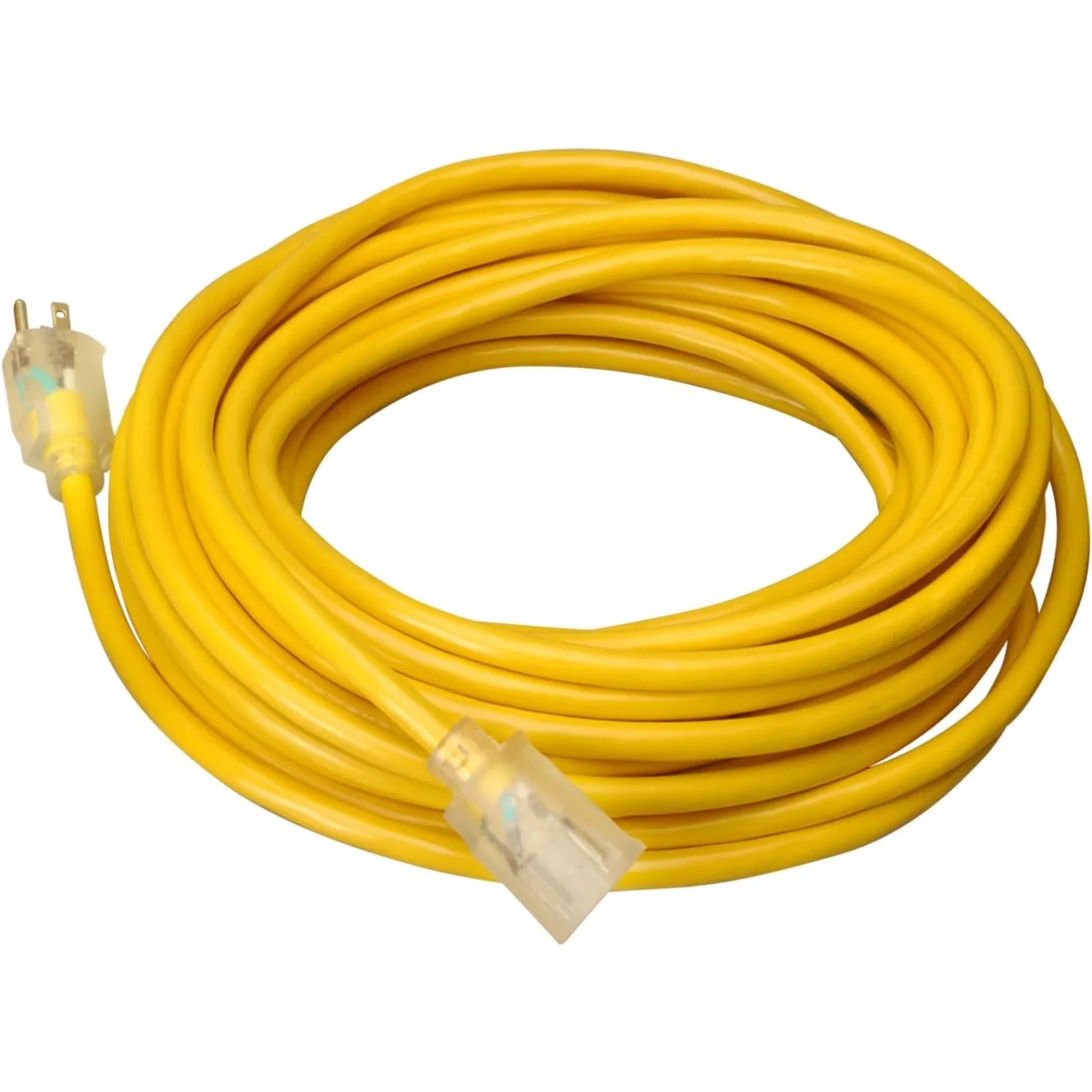 Southwire Extra Heavy Duty Extension Cord, 100Ft, 10 Gauge, 3 Conductor, Outdoor Cord, Lighted End, SJTW, Yellow, 2689SW0002