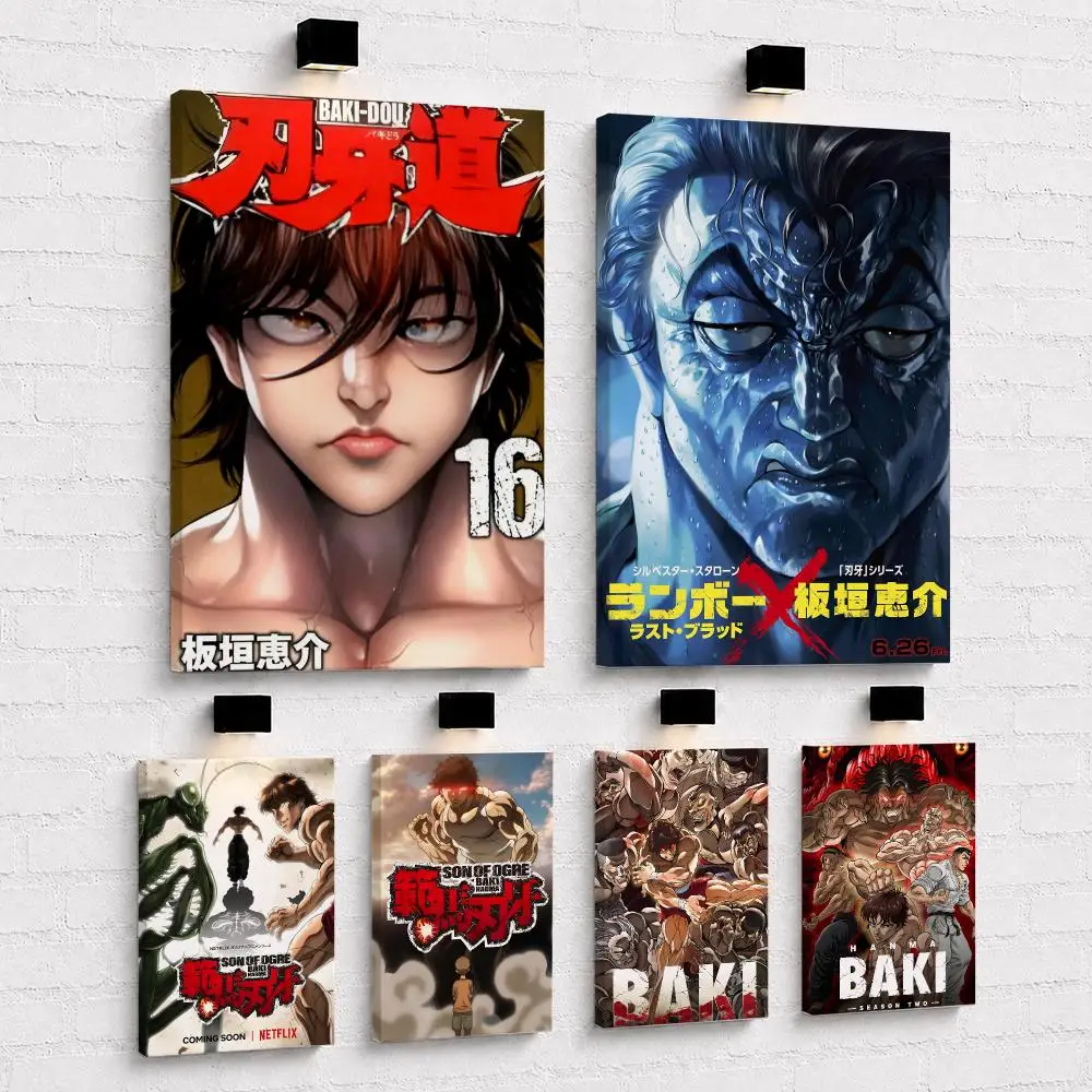 Anime B-Baki the Grappler Painting Calligraphy Framed Canvas Wall Art Print | Modern Poster | Home Hallway Decor