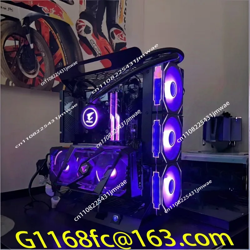 Open Chassis ATX/MATX Computer Chassis Rack, Desktop Computer ITX, Creative Graphics Card Vertically Inserted DIY Small Chassis