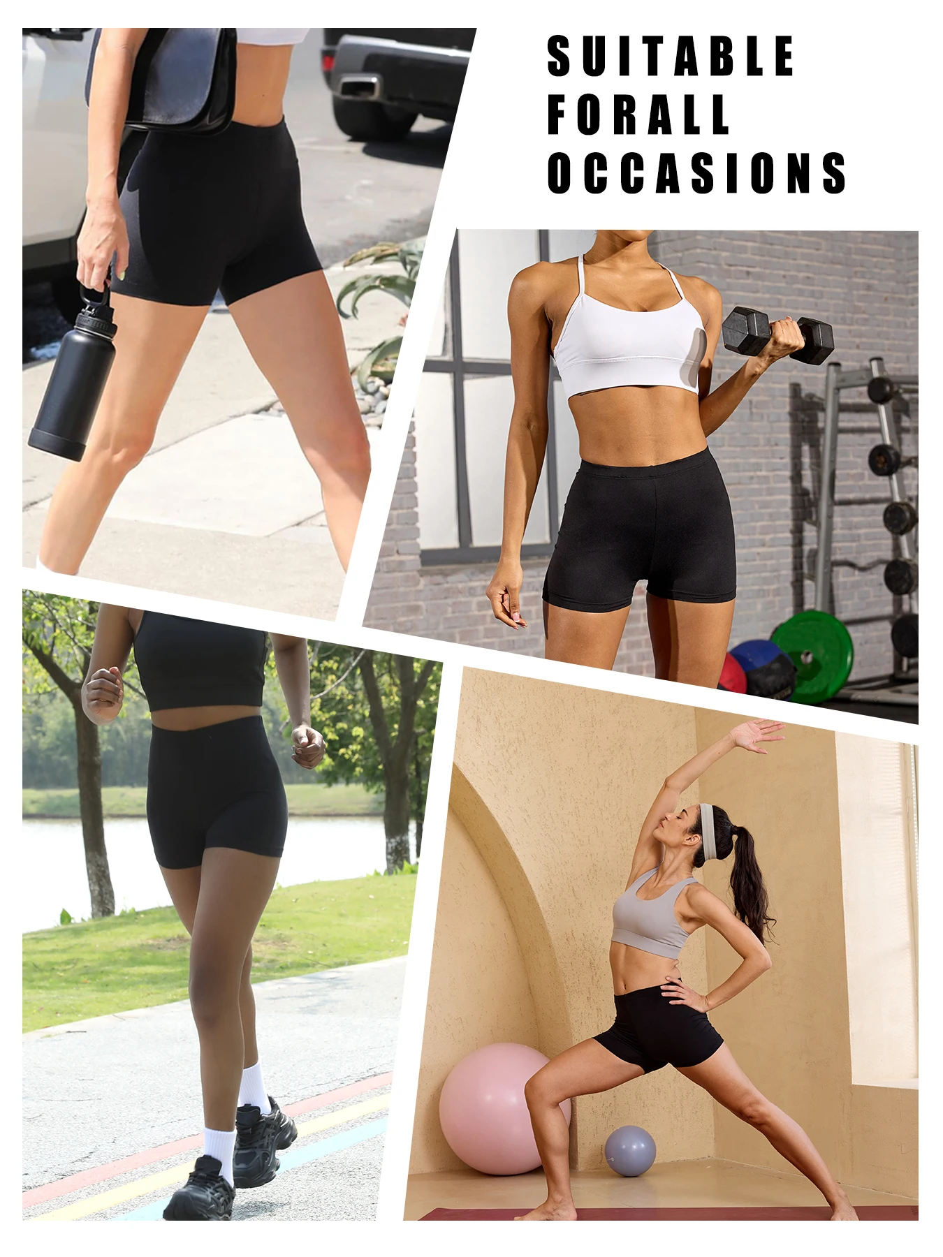 2 pack Women's Yoga Running Biker Shorts, Super Soft High Elasticity No See Through Workout Cycling Gym Fitness Activewear