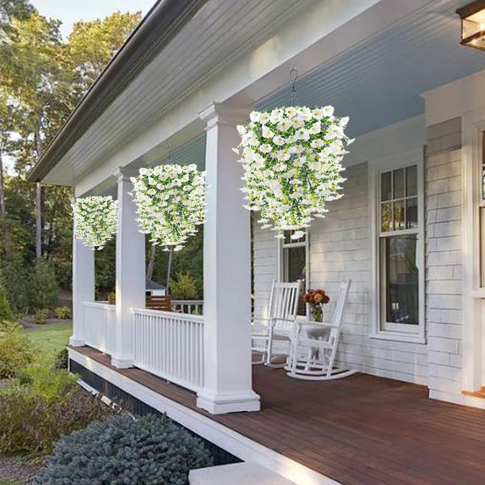 

Реалистичные подвесные цветы, устойчивые к ультрафиолетовому излучению, искусственные цветы «Утренняя слава», искусственные цветы, растения для украшения окна сада, крыльца