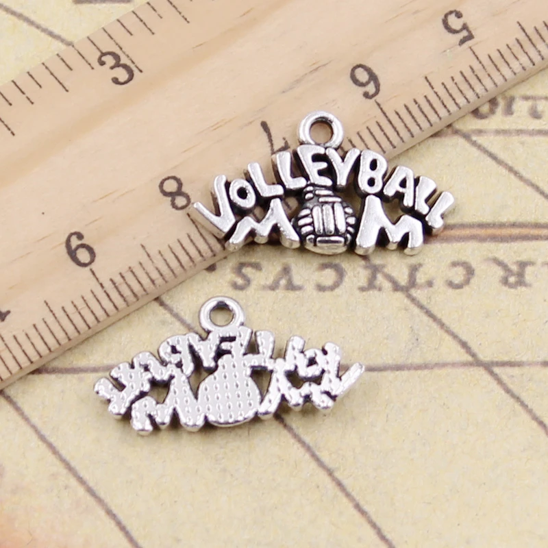 20pcs Charms Volleyball Mom 13x23mm Tibetan Silver Color Pendants Antique Jewelry Making DIY Handmade Craft