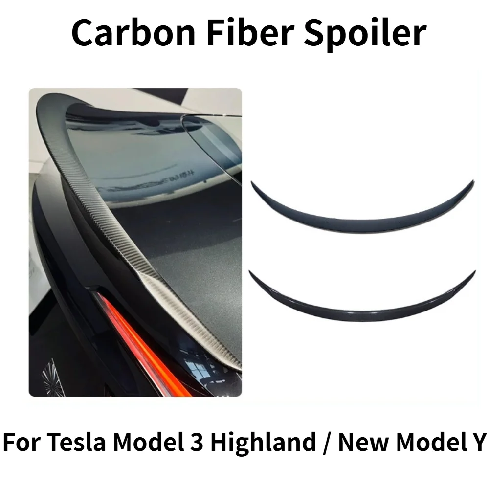 

Dry Carbon Fiber Rear Trunk Spoiler Wing For Tesla Model 3 Highland & New Model Y Real Carbon Fiber Exterior Refit Accessories