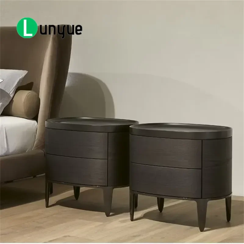 European Medieval Luxury Bedside Table 2 Drawer High End Nightstand for Hotel Bedroom Furniture Elegant Storage Side Table
