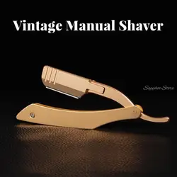 Zinc Alloy Straight Safety Shaver Men Shaving Barber Tools Hair Razor Black Gold Folding Shaver Knife Barbearia Holder 10 Blades
