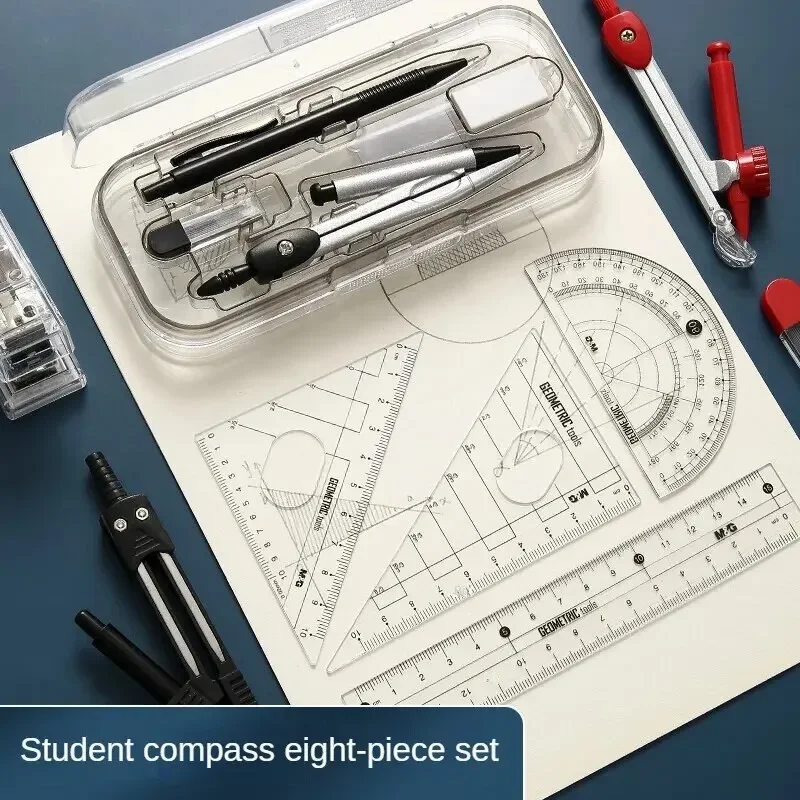 Imagem -06 - Compass Grupo Régua Medição Aprendizagem Profissional Multifuncional Drawing Tool Régua e Régua Eight Pcs hb m & g