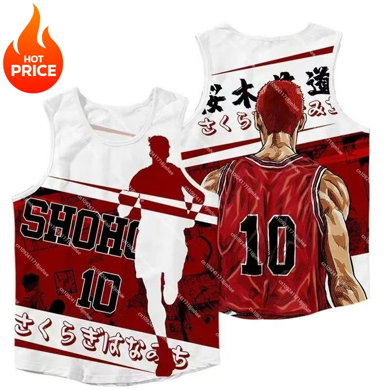 2025 Basketball Sports Vest SLAM DUNK Sakuragi Flower Diameter Pattern Fast Drying Thin Breathable Basketball Vest S-5XL