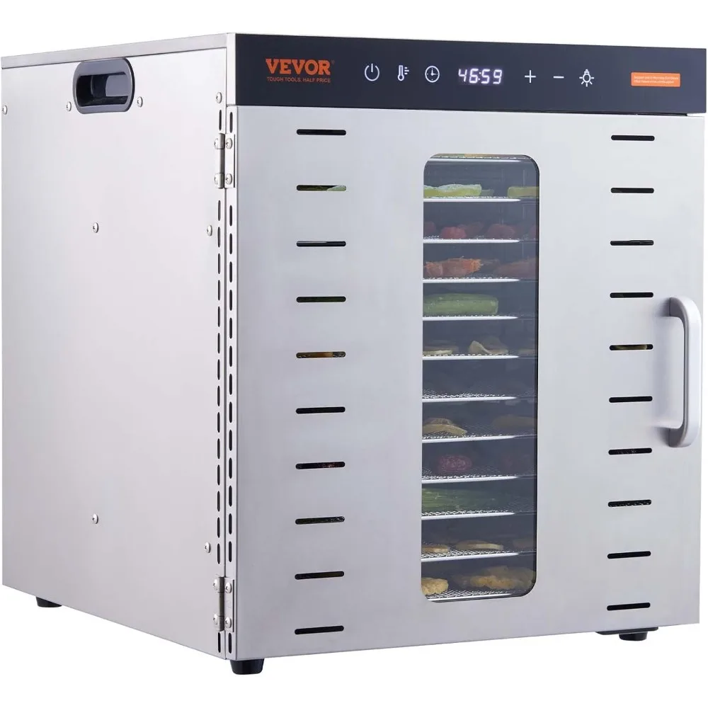 Food Dehydrator Machine, 10 Stainless Steel Trays, 1000W Electric Food Dryer with Digital Adjustable Timer & Temperature