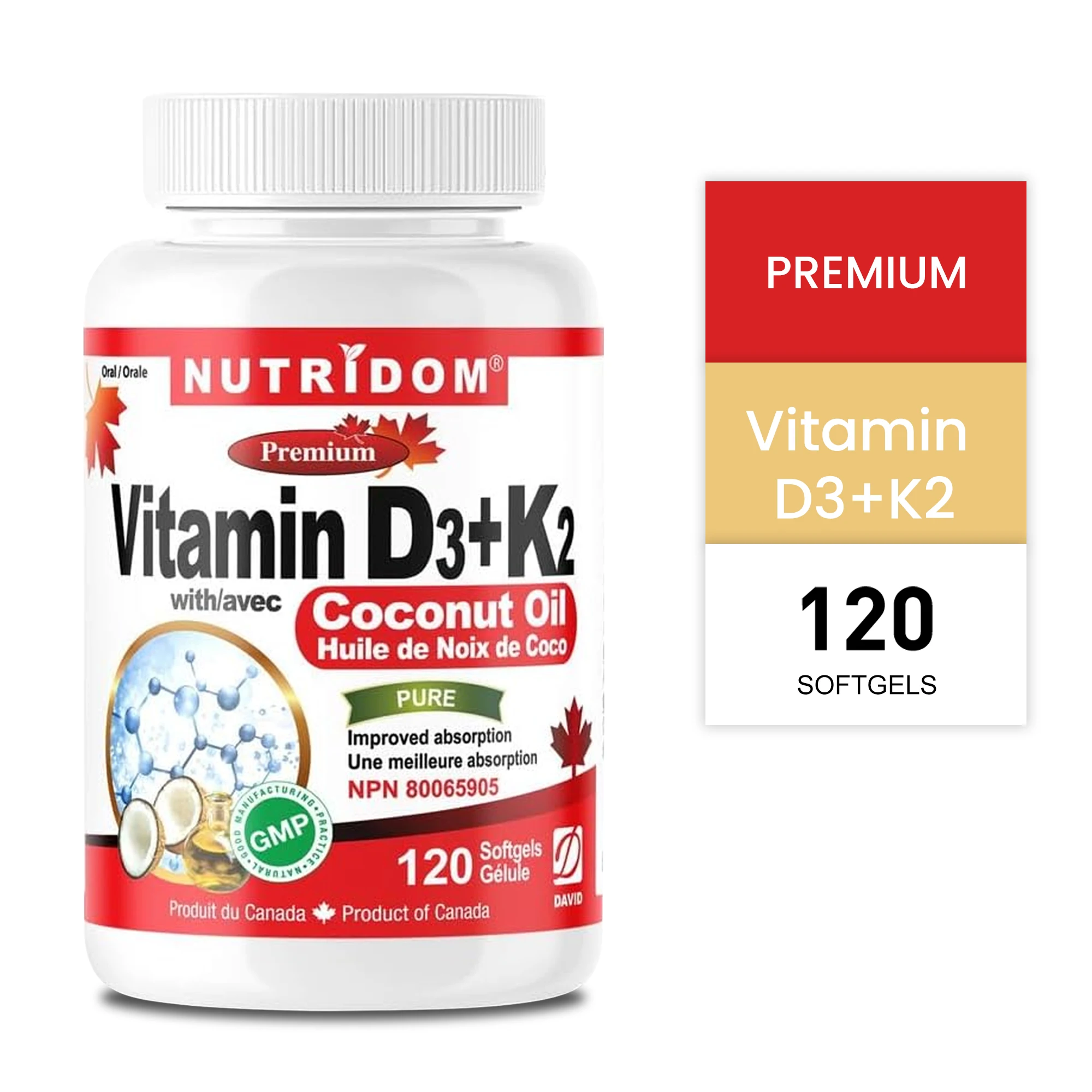 

Vitamin D3+K2 Capsules - Promotes Calcium Absorption, Strengthens Bones, Heart Health, Immune Support, Improves Sleep Health
