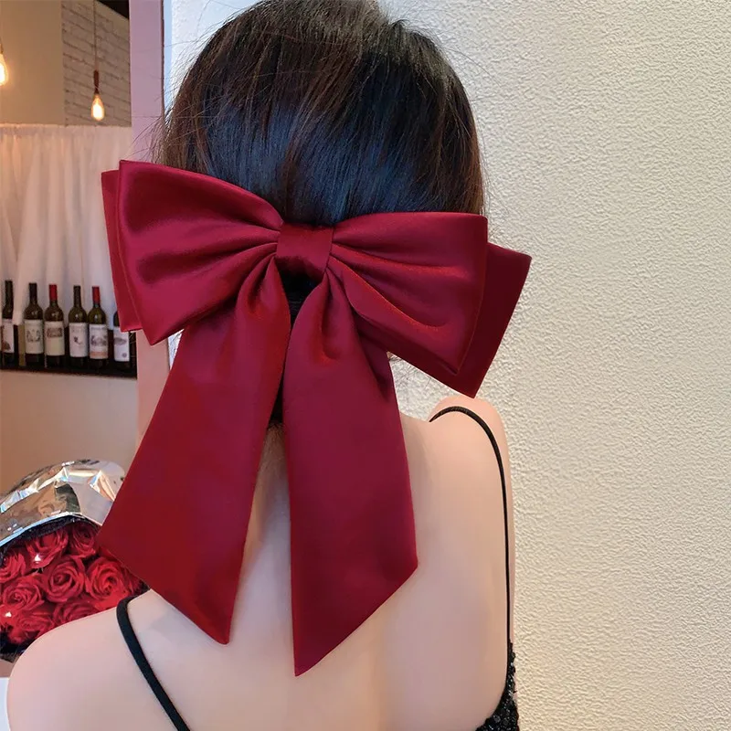 Satin Big Bow Headdress Spring Clip