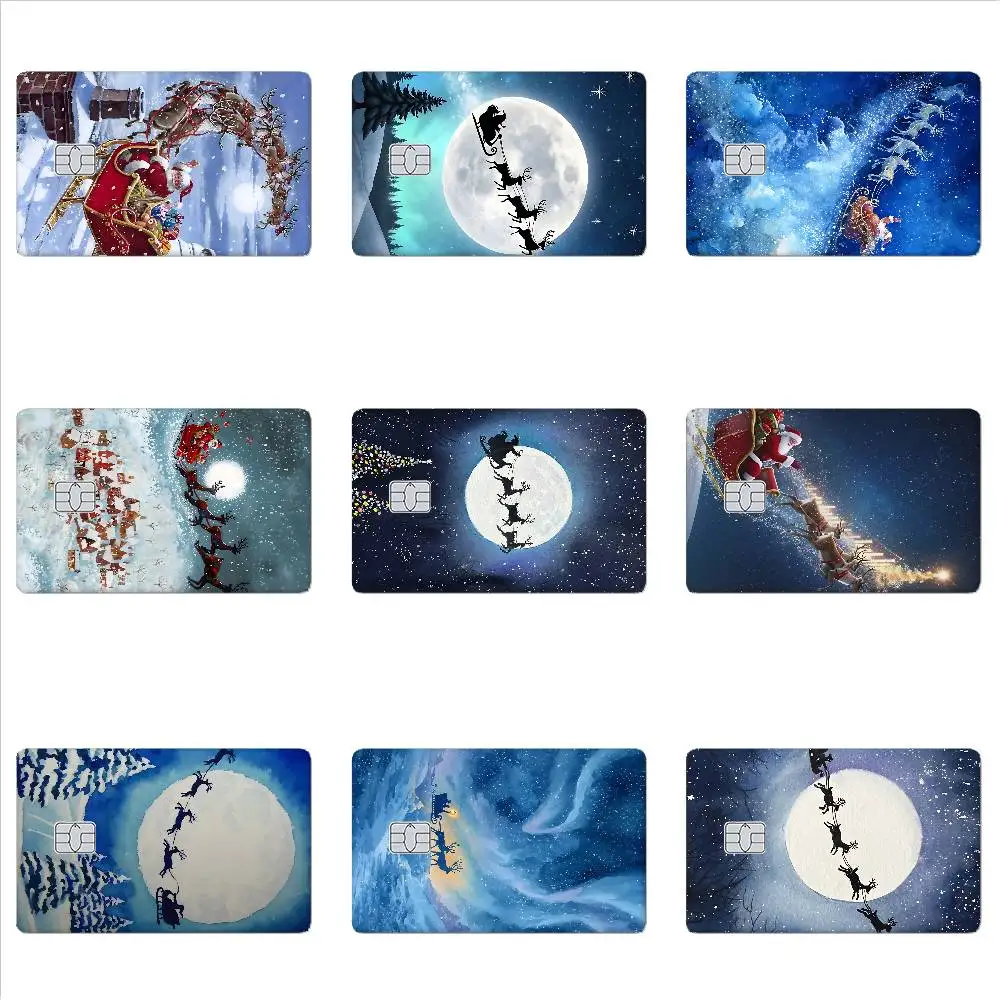 Flying Christmas Reindeer Card Stickers Cartoon Decorative Small Waterproof Chip 4PCS Card Sticker New Anti-Scratch