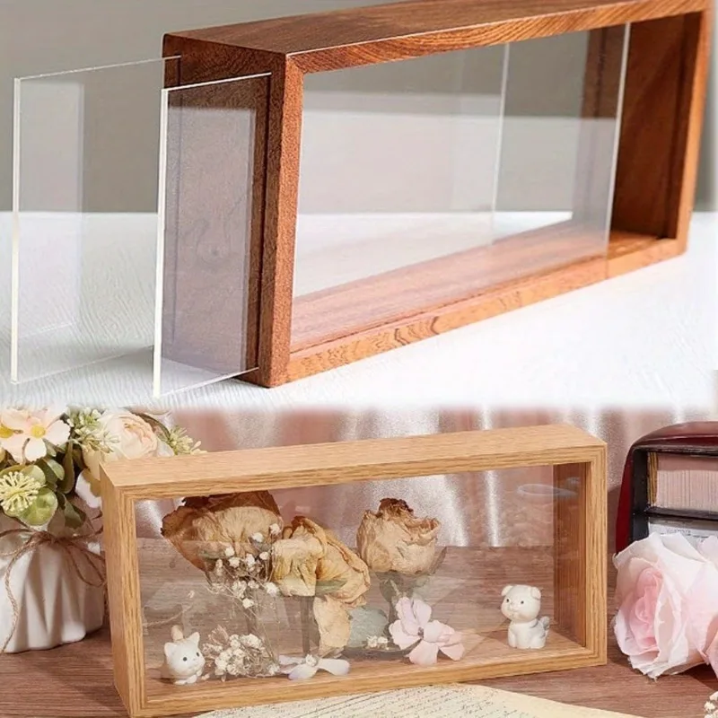 Display Cabinet Frames with Double-Sided Acrylic Transparent Windows, Shadow Boxes for Dried Flowers And Room Decoration