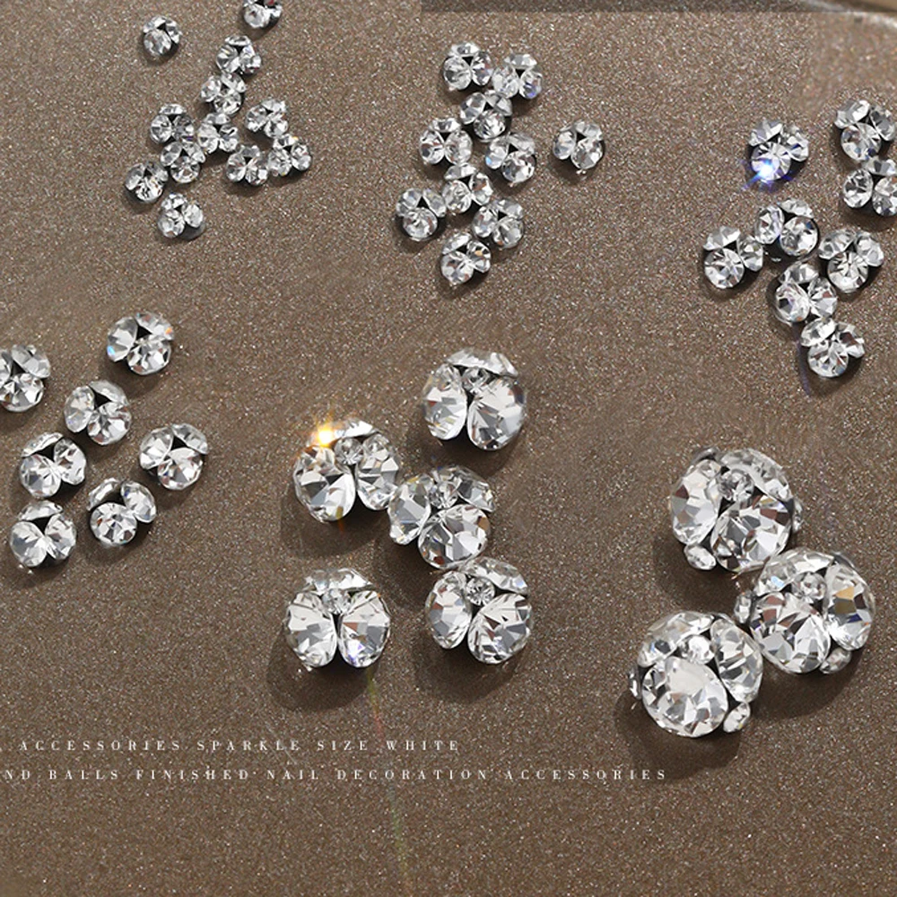 10pcs White Clear Sparkle Drill Pile Diamonds Nail Art Rhinestones Translucent Jewelry Decorations Manicure DIY Accessory 2~6mm