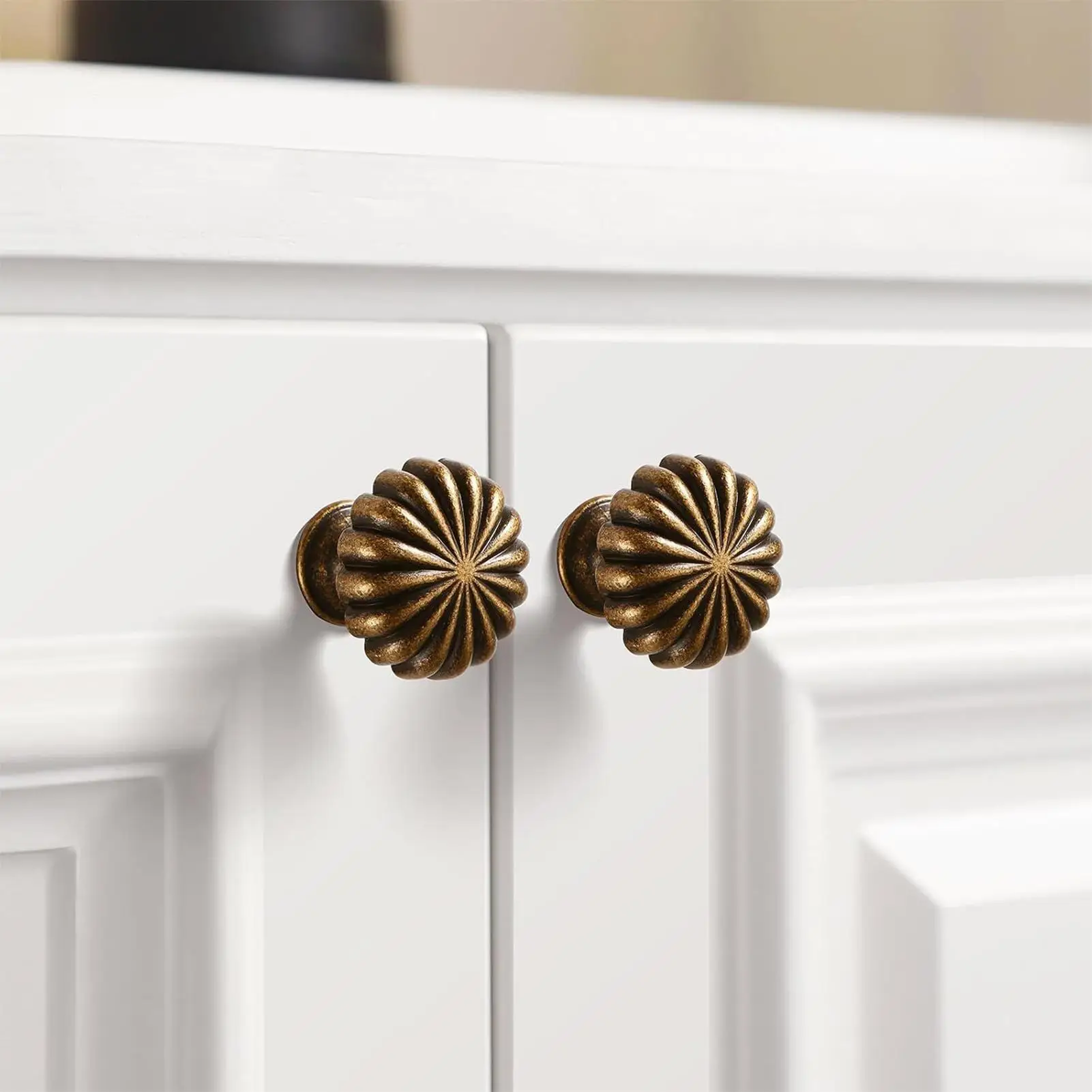 10 Pieces Pumpkin Cabinet Knobs - Zinc Alloy Antique Cupboard Pulls Hardware for Bathroom Furniture Home Makeover